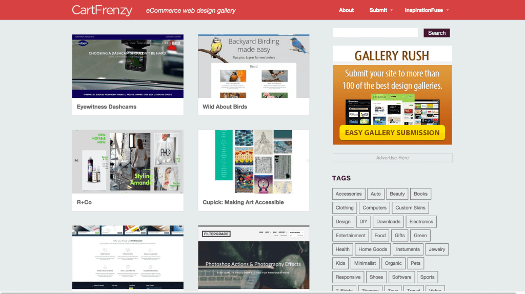 CartFrenzy eCommerce web design gallery