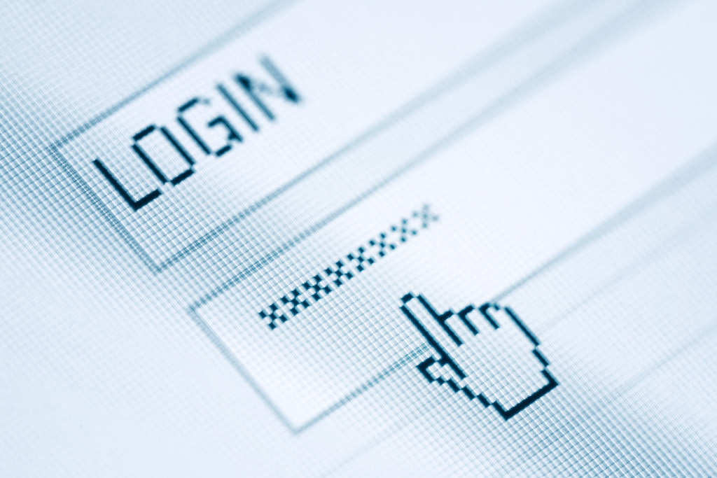 Login and password in internet browser on computer screen